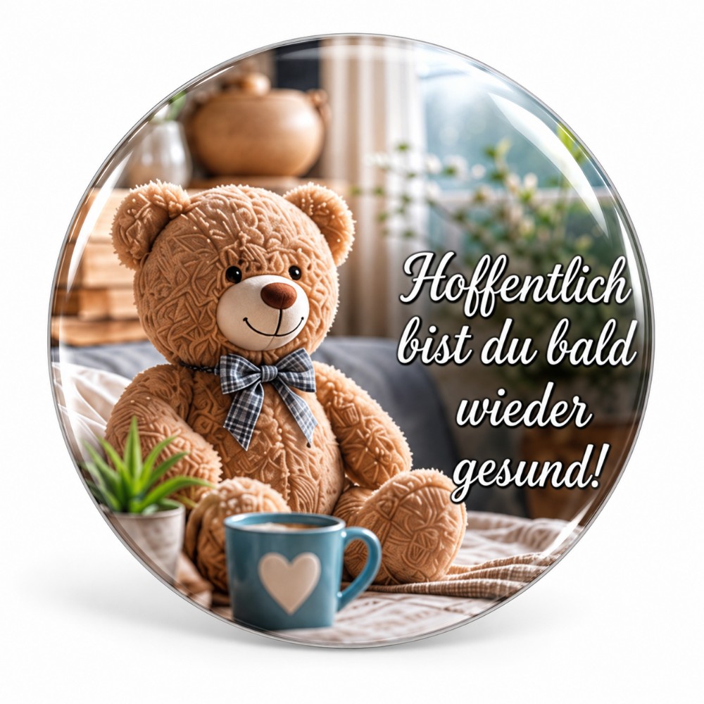 Hoffentlich bist du bald wieder gesund – Personalisierter NFC-Genesungssticker mit Teddybär