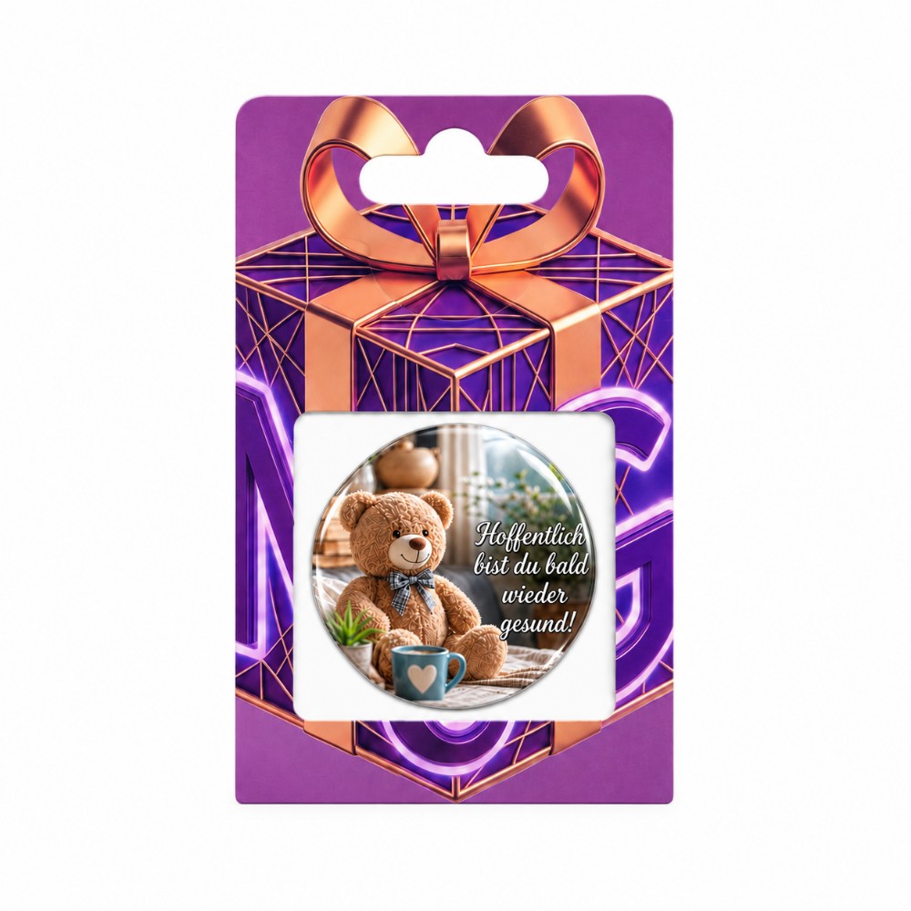Hoffentlich bist du bald wieder gesund – Personalisierter NFC-Genesungssticker mit Teddybär