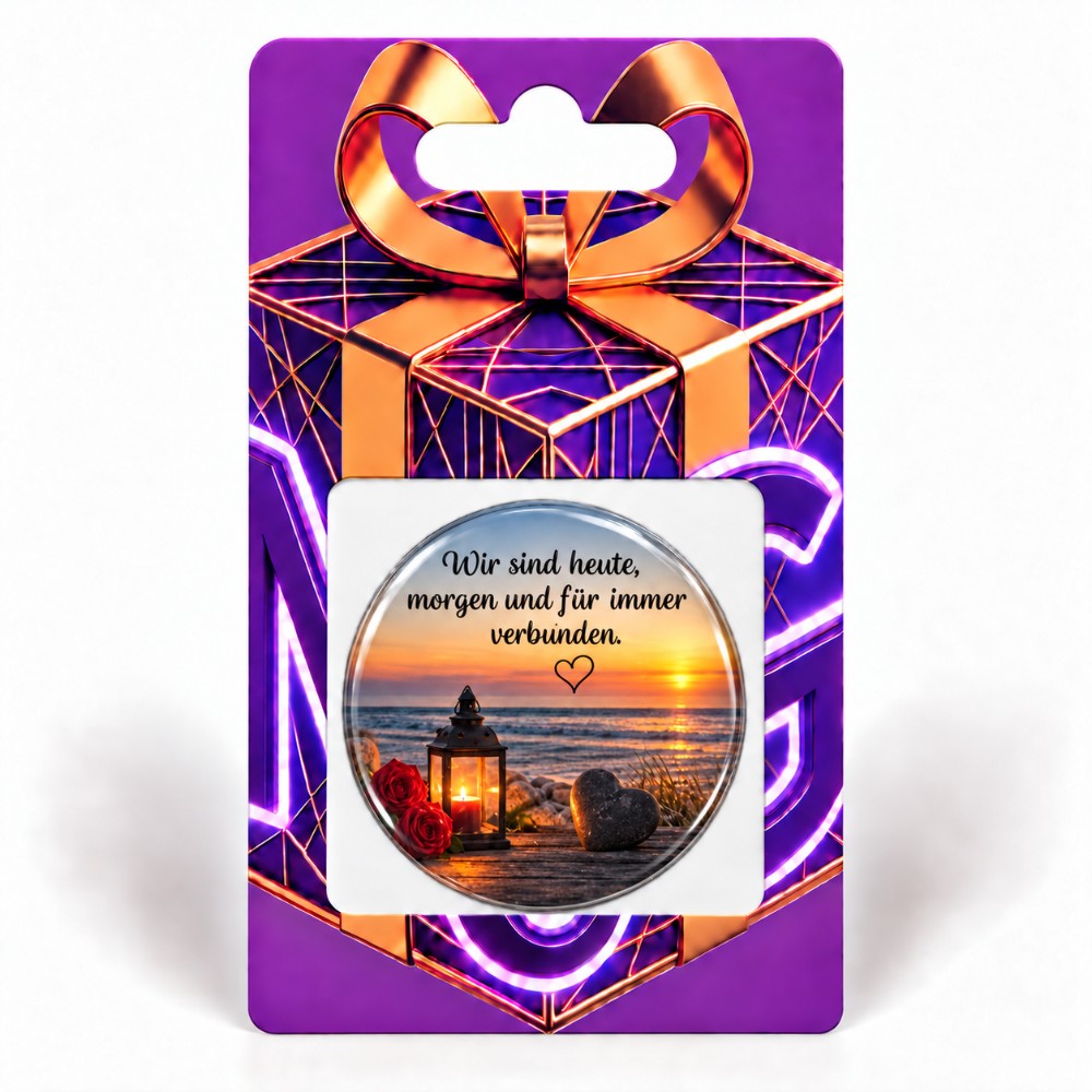 Connected today tomorrow and forever – Personalised NFC love sticker with lantern and seaside sunset