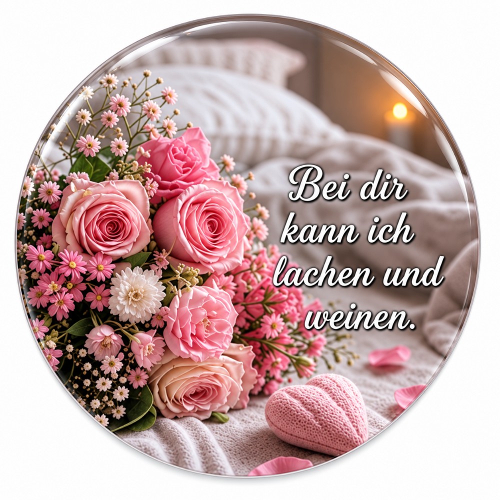 Con te posso ridere e piangere – Sticker NFC romantico personalizzato con rose rosa