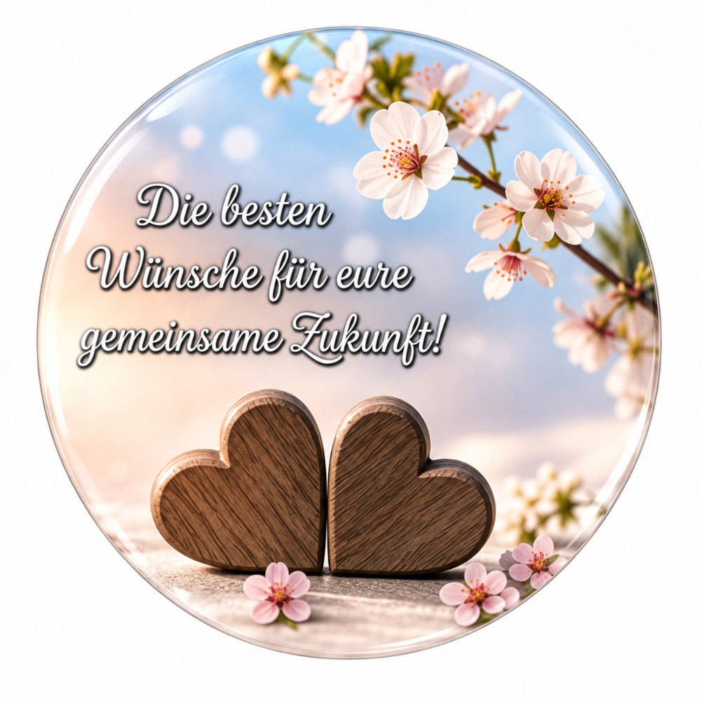 Die besten Wünsche für eure gemeinsame Zukunft – Personalisierter NFC-Hochzeitssticker mit Kirschblüten