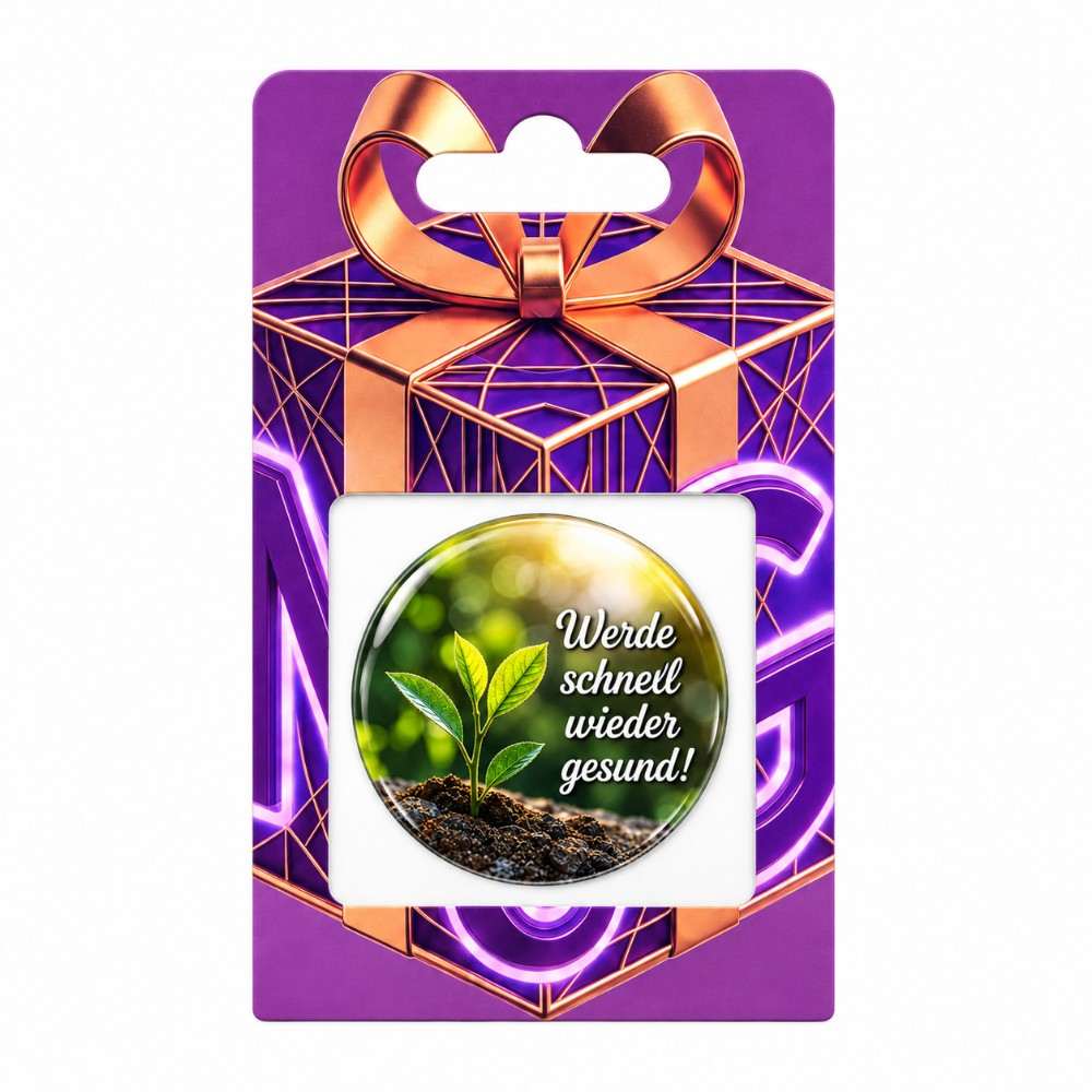 Werde schnell wieder gesund – Personalisierbarer NFC-Genesungssticker mit jungem Pflanzentrieb