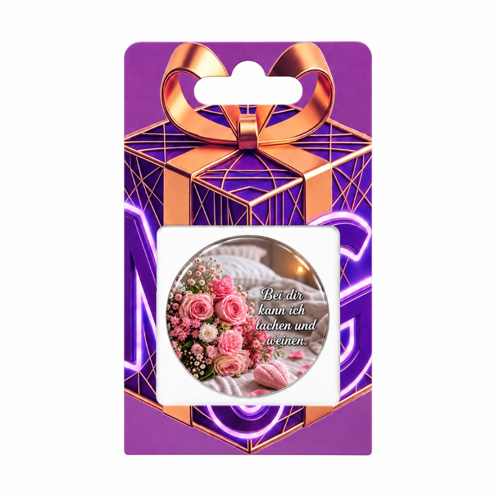 Con te posso ridere e piangere – Sticker NFC romantico personalizzato con rose rosa