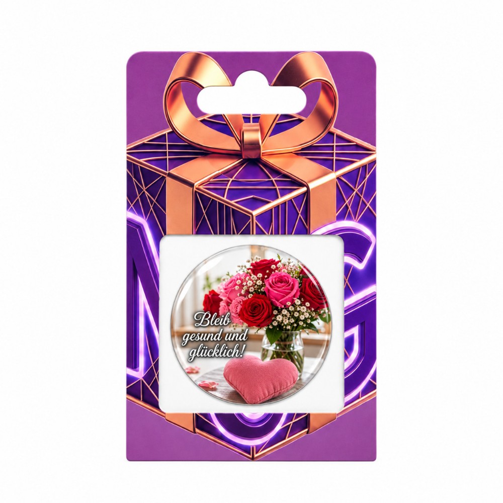 Bleib gesund und glücklich – Personalisierbarer NFC-Sticker mit roten und rosa Rosen