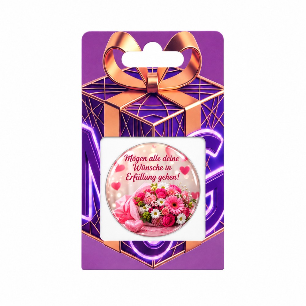 Che tutti i tuoi desideri si avverino – Adesivo NFC personalizzabile con fiori rosa e cuori