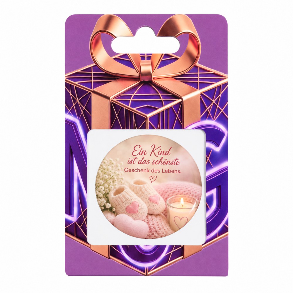 Ein Kind ist das schönste Geschenk des Lebens - personalisierbarer NFC-Sticker in Rosa zur Geburt