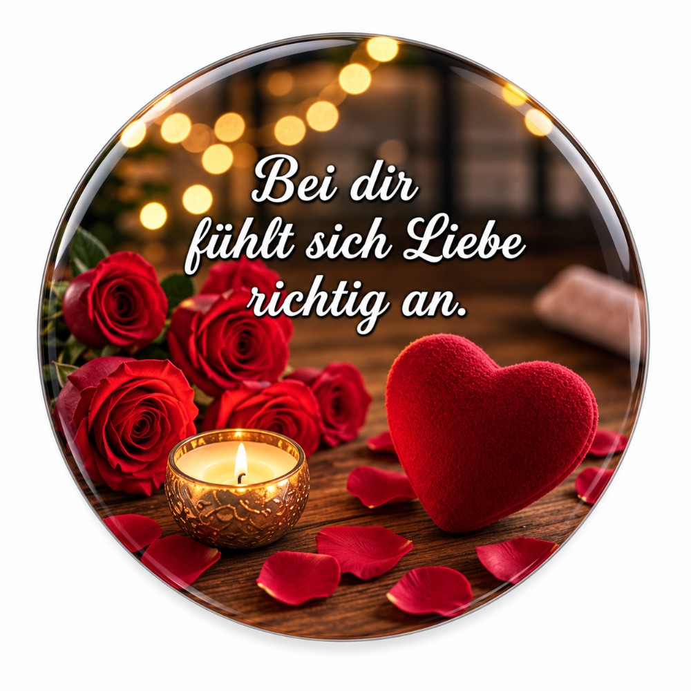 Bei dir fühlt sich Liebe richtig an – Personalisierter NFC-Liebessticker mit roten Rosen