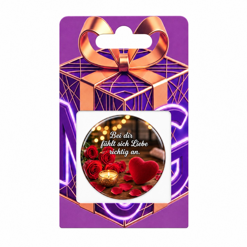 Bei dir fühlt sich Liebe richtig an – Personalisierter NFC-Liebessticker mit roten Rosen