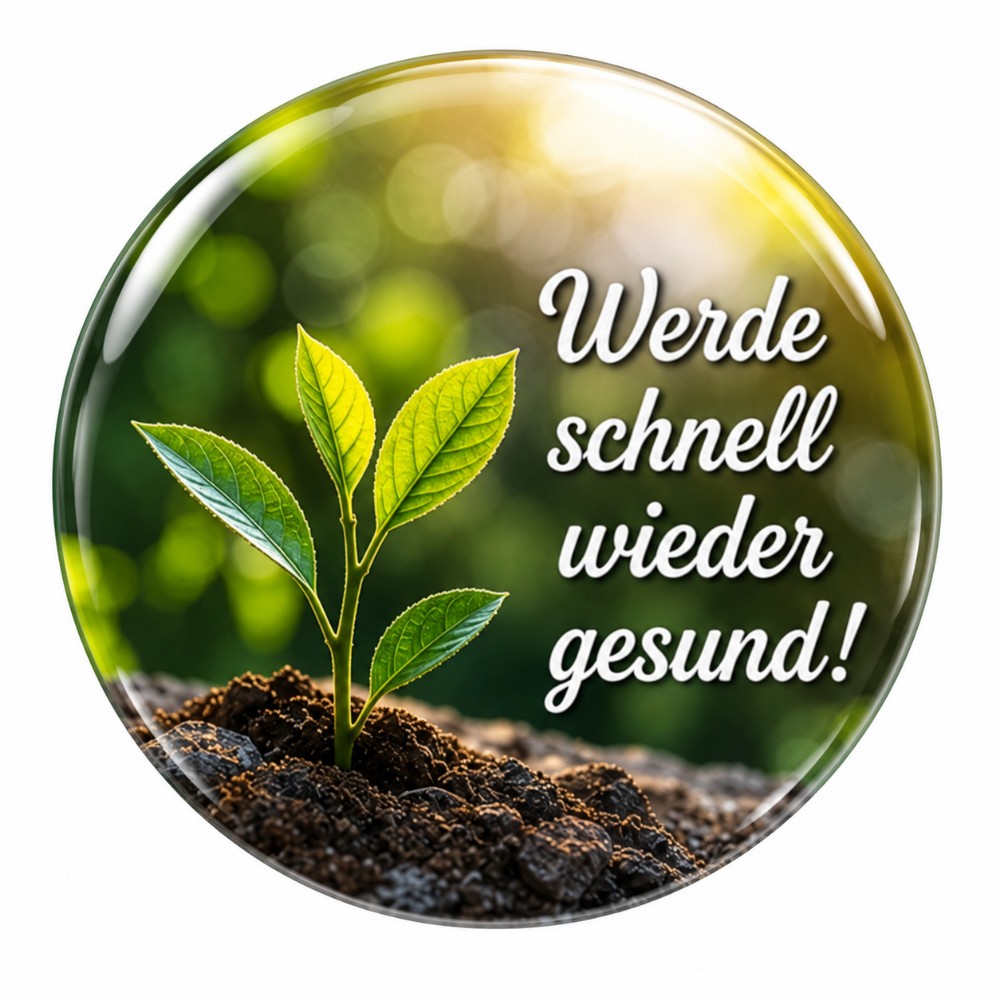 Werde schnell wieder gesund – Personalisierbarer NFC-Genesungssticker mit jungem Pflanzentrieb