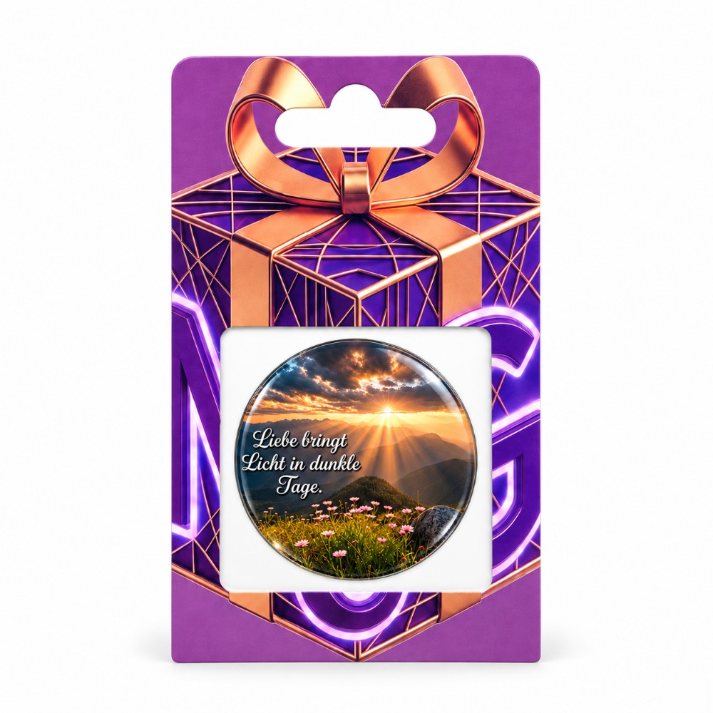 Liebe bringt Licht in dunkle Tage – Personalisierter NFC-Liebessticker mit Bergsonnenaufgang