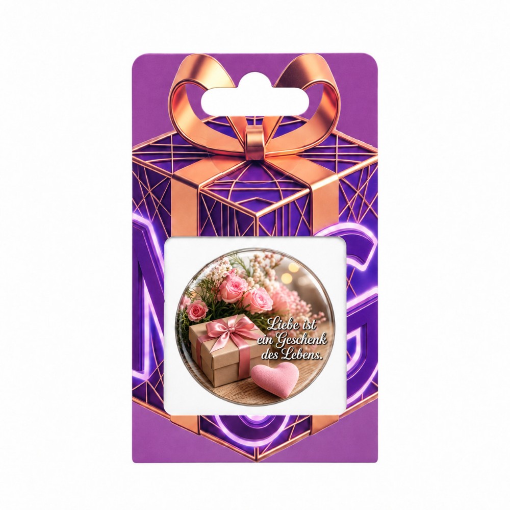 L’amore è un dono della vita – Adesivo NFC personalizzato con rose rosa e regalo