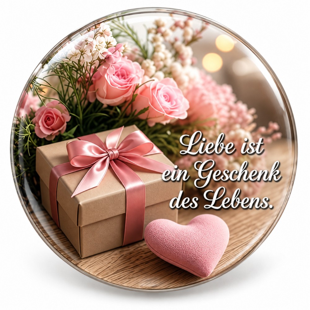 L’amore è un dono della vita – Adesivo NFC personalizzato con rose rosa e regalo