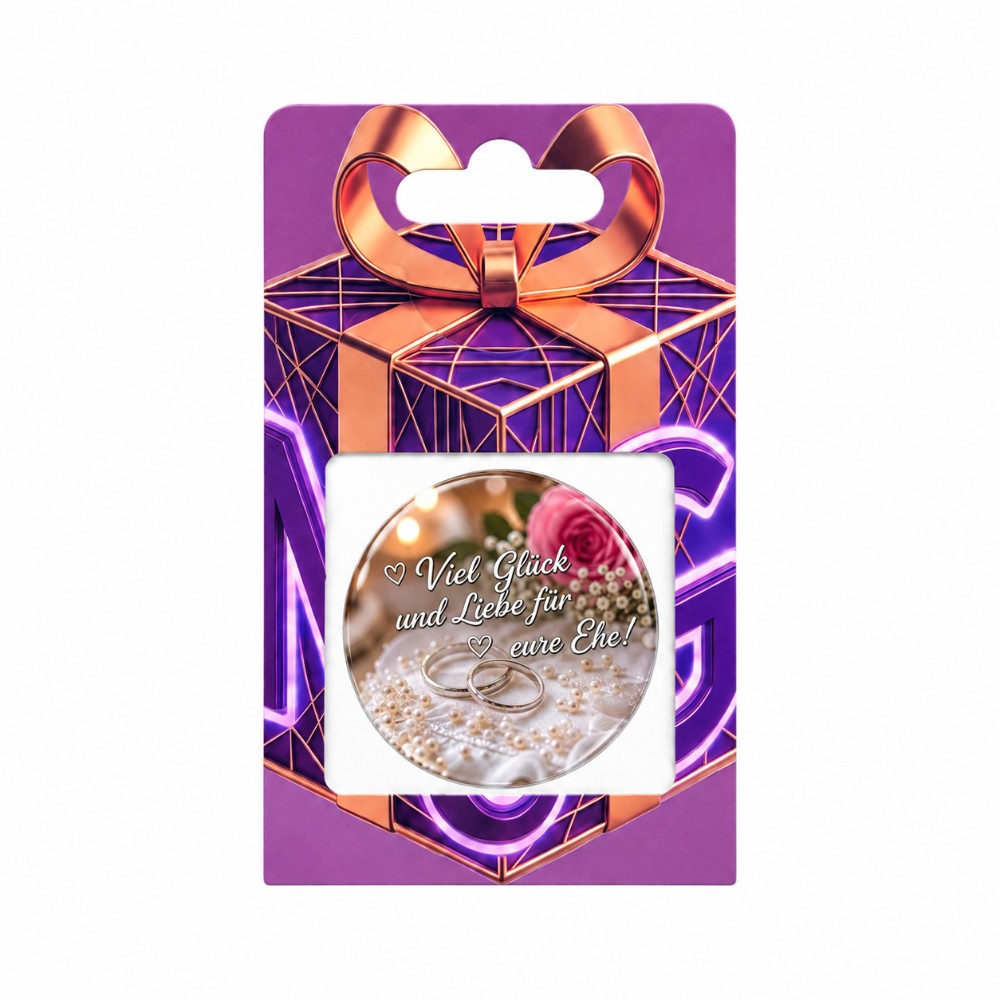 Amor e felicidade no vosso casamento – Autocolante NFC de casamento personalizável com alianças, pérolas e rosa